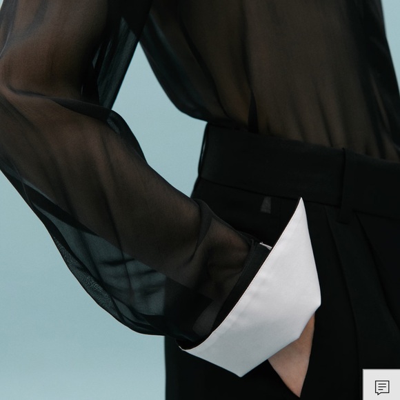 Victoria Beckham x Mango Chic Black Sheer Women's Blouse - Picture 5 of 7